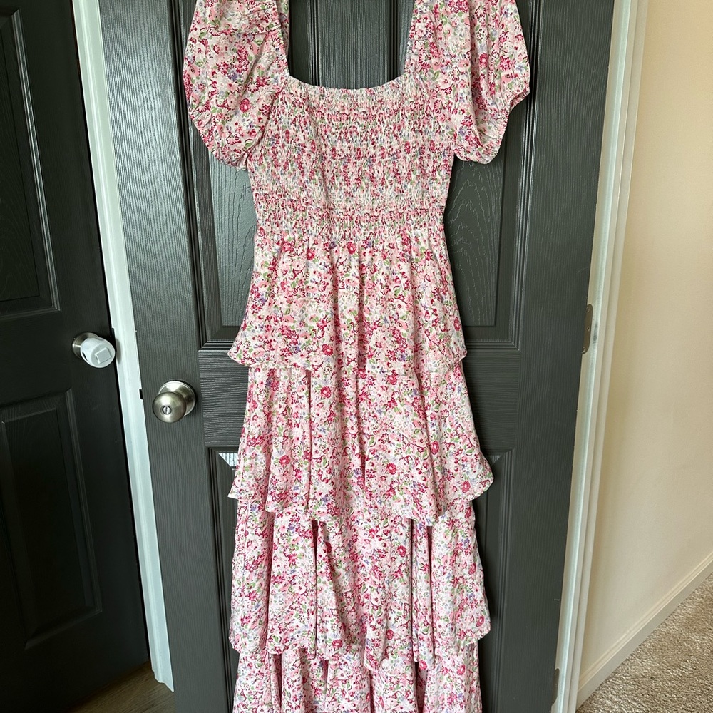 Floral Pink Maternity Maxi Dress